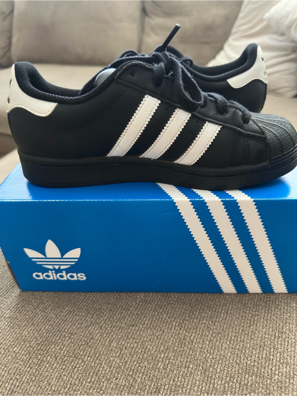 adidas Kids Black & White Classic Superstar Sneakers